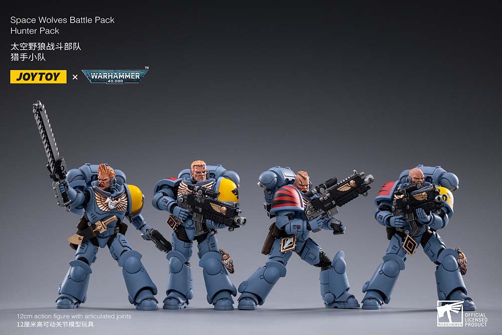Joytoy×Warhammer SPACE WOLVES HUTER PACK JoyToy WARHAMMER 40K 1:18 Hunter Pack Space Wolves Battle Pack set